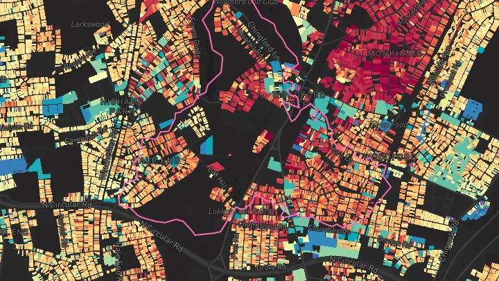 House price heatmap showing property values across Highams Park
