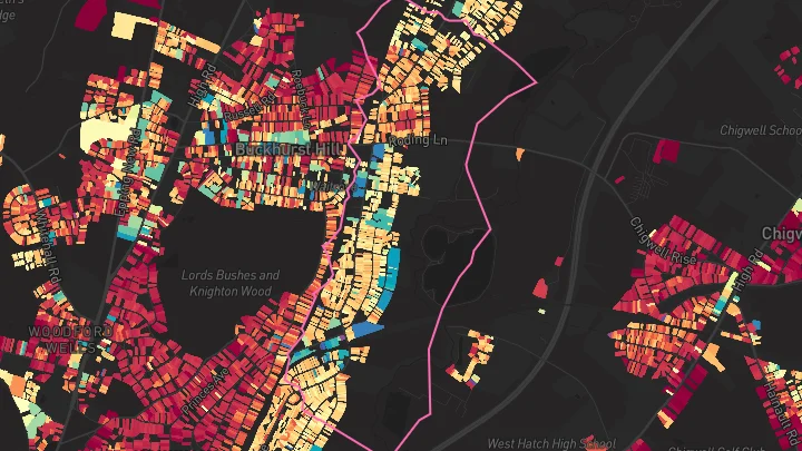House price heatmap showing property values across Roding Valley