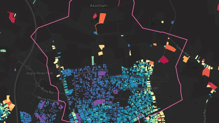 House price heatmap showing property values across Ipswich