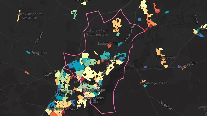 House price heatmap showing property values across Melton