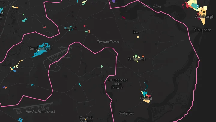 House price heatmap showing property values across Rendlesham