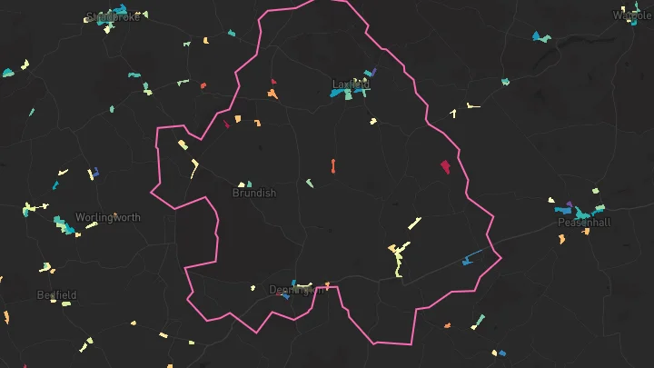 House price heatmap showing property values across Laxfield