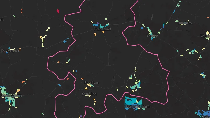 House price heatmap showing property values across Kelsale