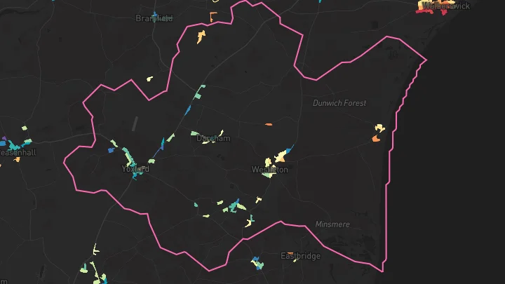 House price heatmap showing property values across Yoxford