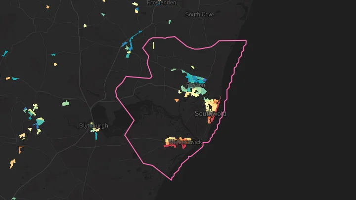 House price heatmap showing property values across Reydon