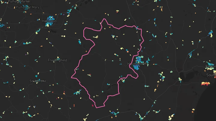 House price heatmap showing property values across Cratfield