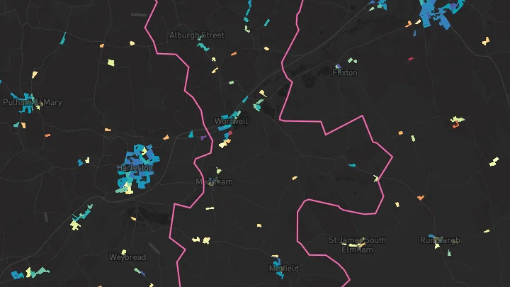 House price heatmap showing property values across Wortwell