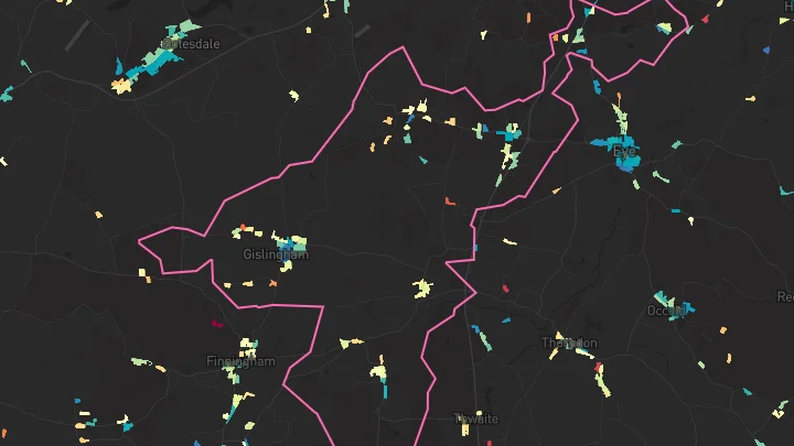 House price heatmap showing property values across Gislingham