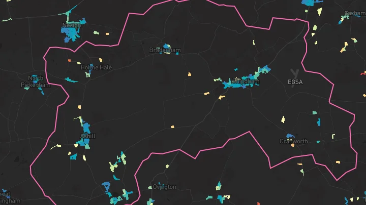 House price heatmap showing property values across Shipdham