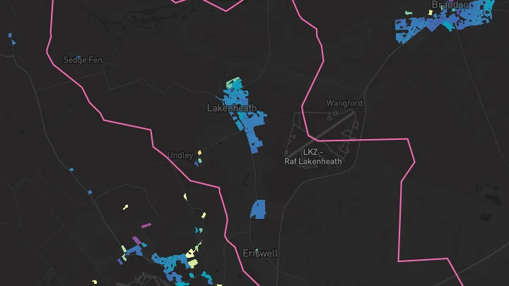 House price heatmap showing property values across Lakenheath