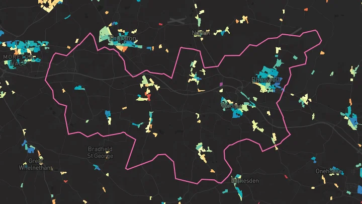 House price heatmap showing property values across Elmswell