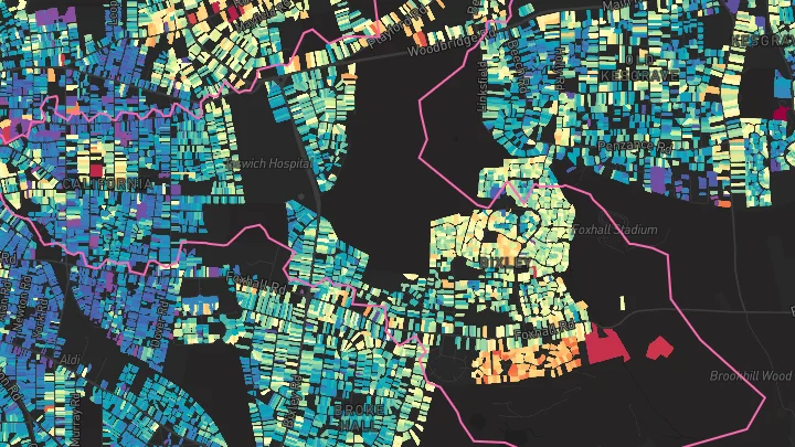 House price heatmap showing property values across Ipswich