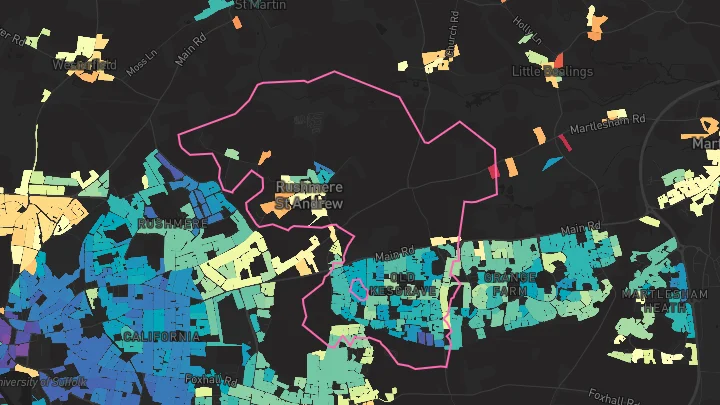 House price heatmap showing property values across Kesgrave