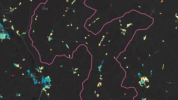 House price heatmap showing property values across Witnesham