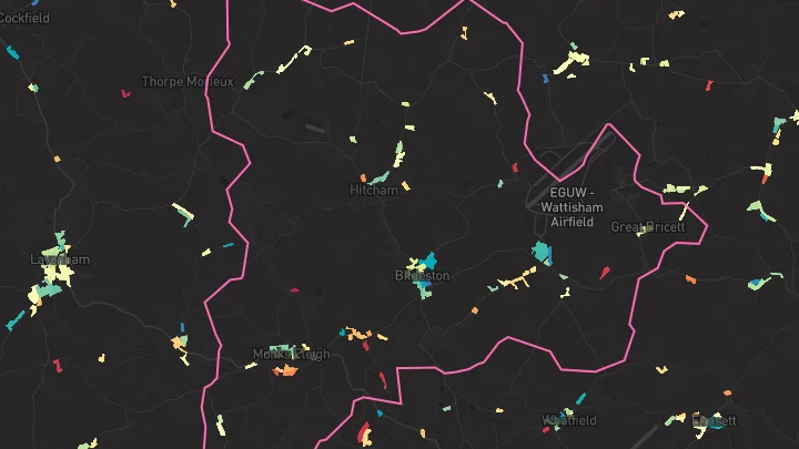 House price heatmap showing property values across Bildeston