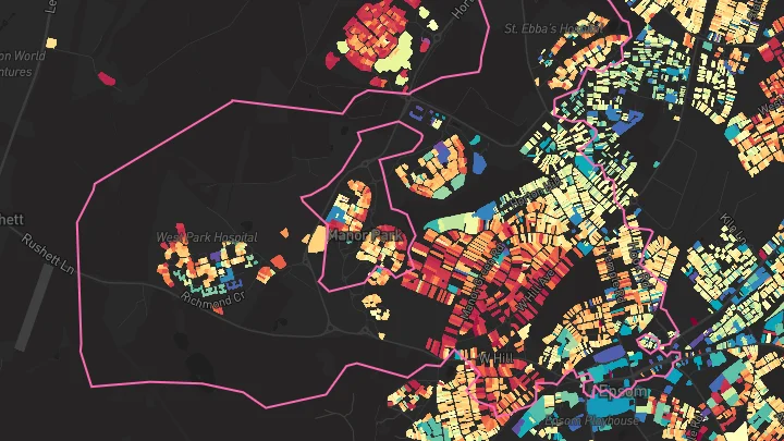 House price heatmap showing property values across Epsom