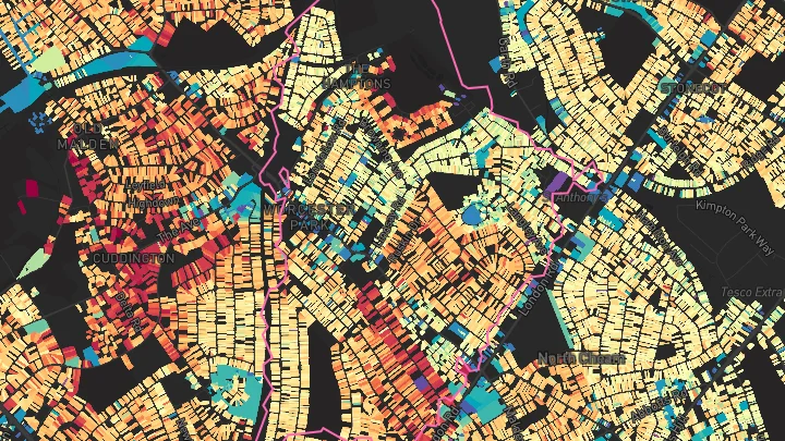 House price heatmap showing property values across Worcester Park