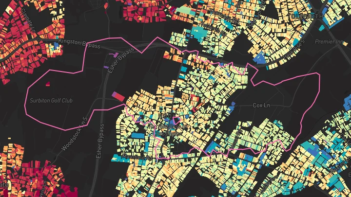 House price heatmap showing property values across Chessington North