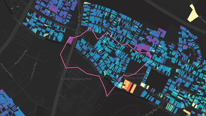House price heatmap showing property values across Old Roan