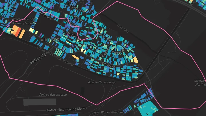 House price heatmap showing property values across Liverpool