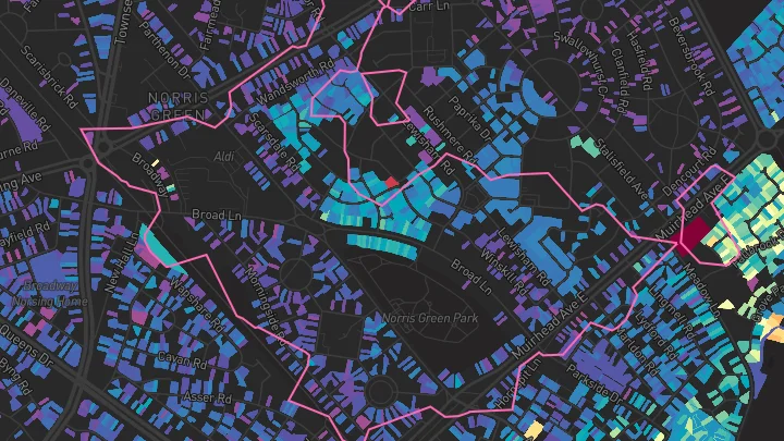 House price heatmap showing property values across Liverpool