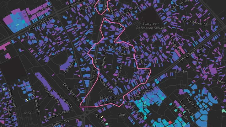 House price heatmap showing property values across Norris Green