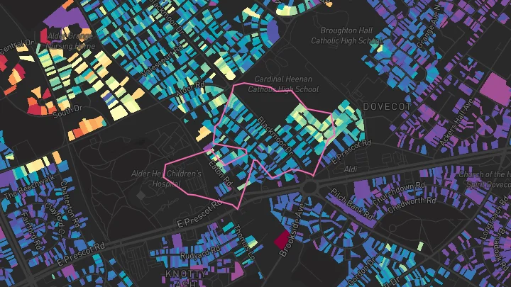 House price heatmap showing property values across Liverpool