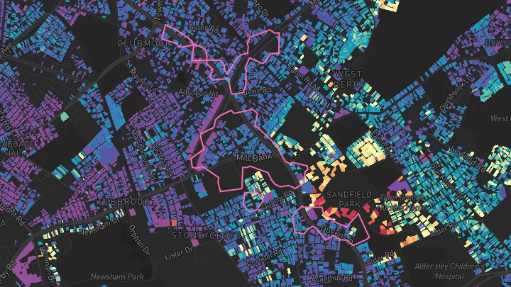 House price heatmap showing property values across West Derby