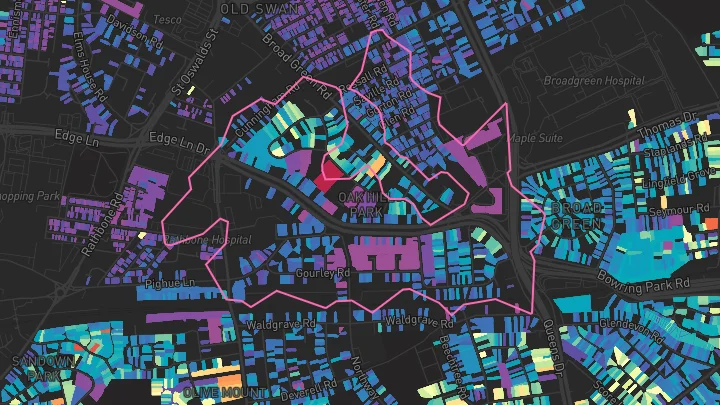 House price heatmap showing property values across Liverpool