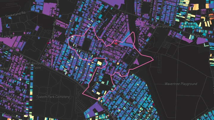 House price heatmap showing property values across Liverpool