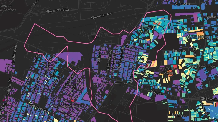 House price heatmap showing property values across Wavertree