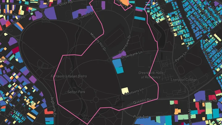 House price heatmap showing property values across Sefton Park