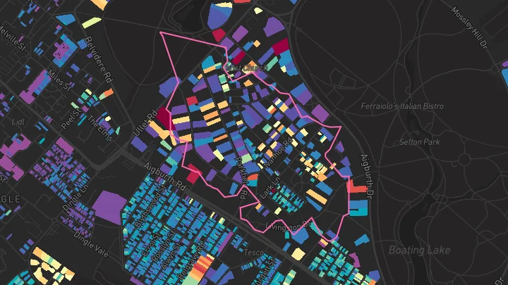 House price heatmap showing property values across Aigburth