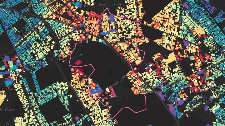 House price heatmap showing property values across Liverpool