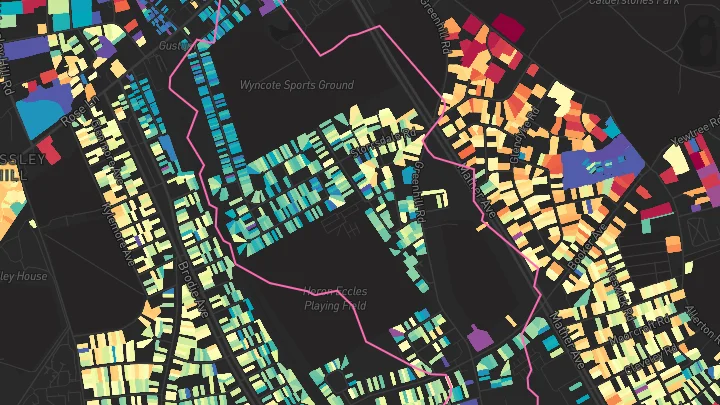 House price heatmap showing property values across Mossley Hill