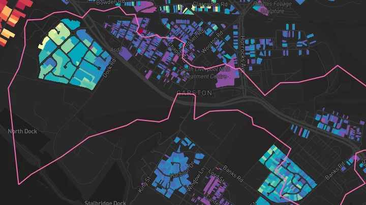 House price heatmap showing property values across Garston