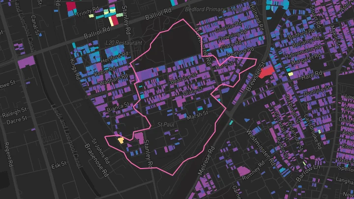House price heatmap showing property values across Bootle
