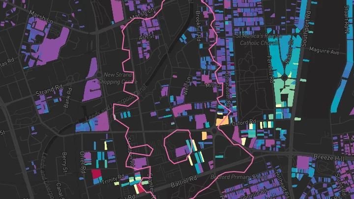 House price heatmap showing property values across Bootle