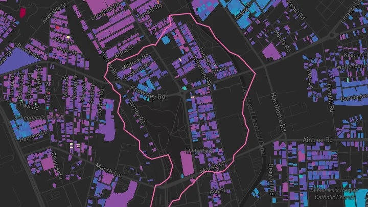 House price heatmap showing property values across Bootle