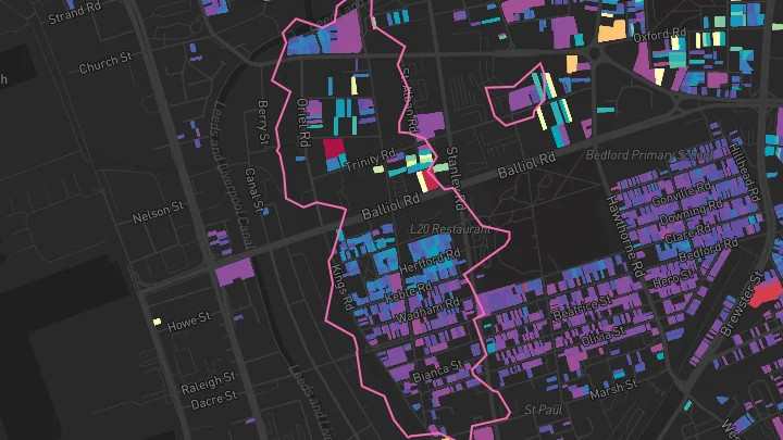 House price heatmap showing property values across Bootle