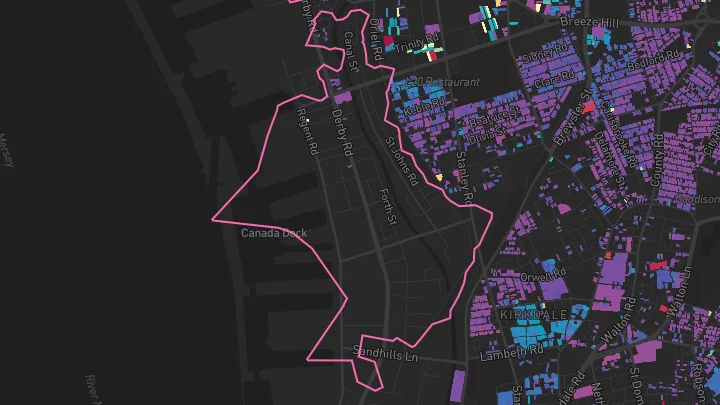 House price heatmap showing property values across Kirkdale