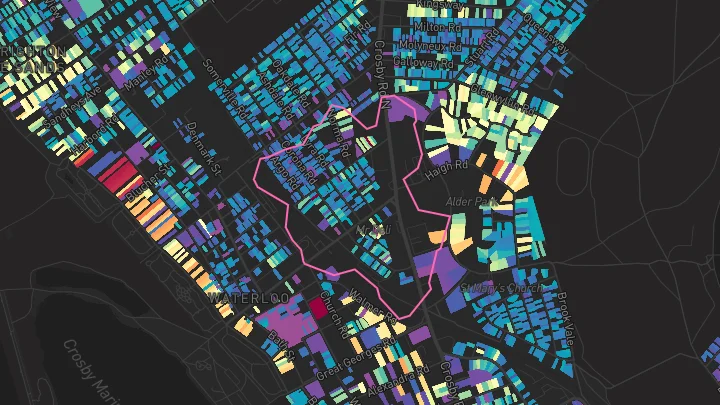 House price heatmap showing property values across Waterloo