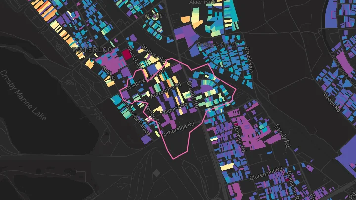 House price heatmap showing property values across Waterloo