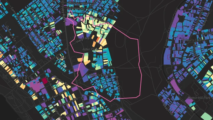 House price heatmap showing property values across Waterloo