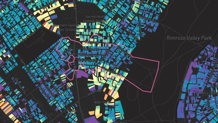 House price heatmap showing property values across Waterloo