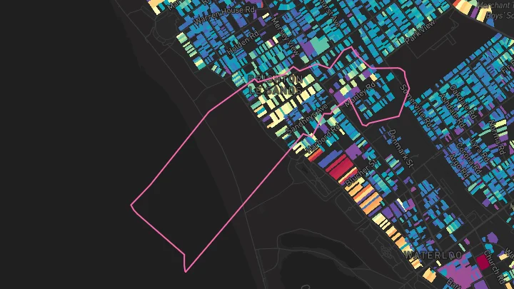 House price heatmap showing property values across Waterloo
