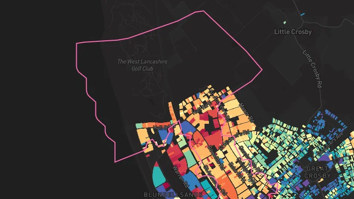 House price heatmap showing property values across Liverpool