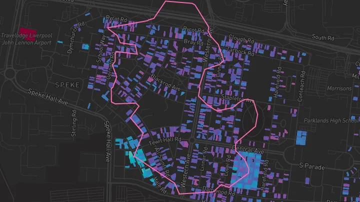 House price heatmap showing property values across Liverpool
