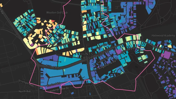 House price heatmap showing property values across Liverpool