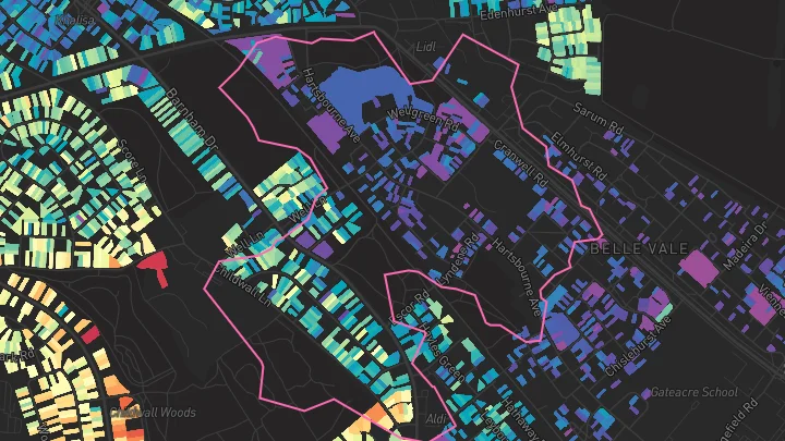 House price heatmap showing property values across Childwall